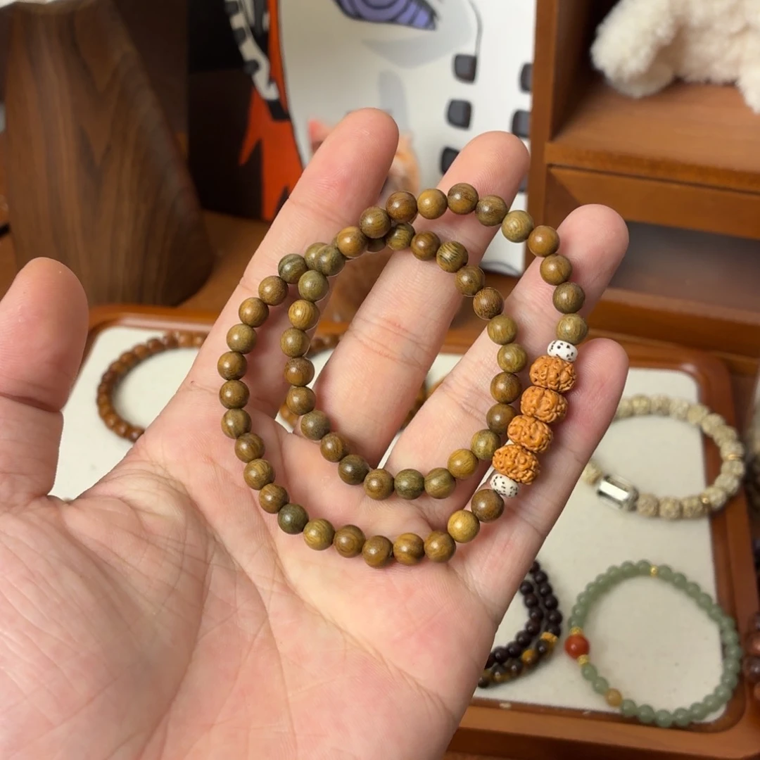 菩提根/象牙果手串绿檀木