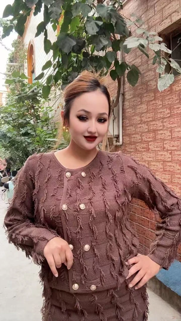 女秋季丹宁风长袖开衫款毛针织衫百搭女装圆领蕾丝