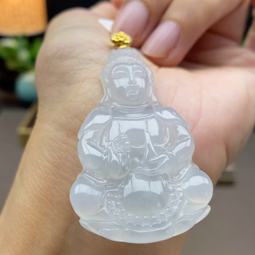 翡翠18K金镶嵌颈饰吊坠64