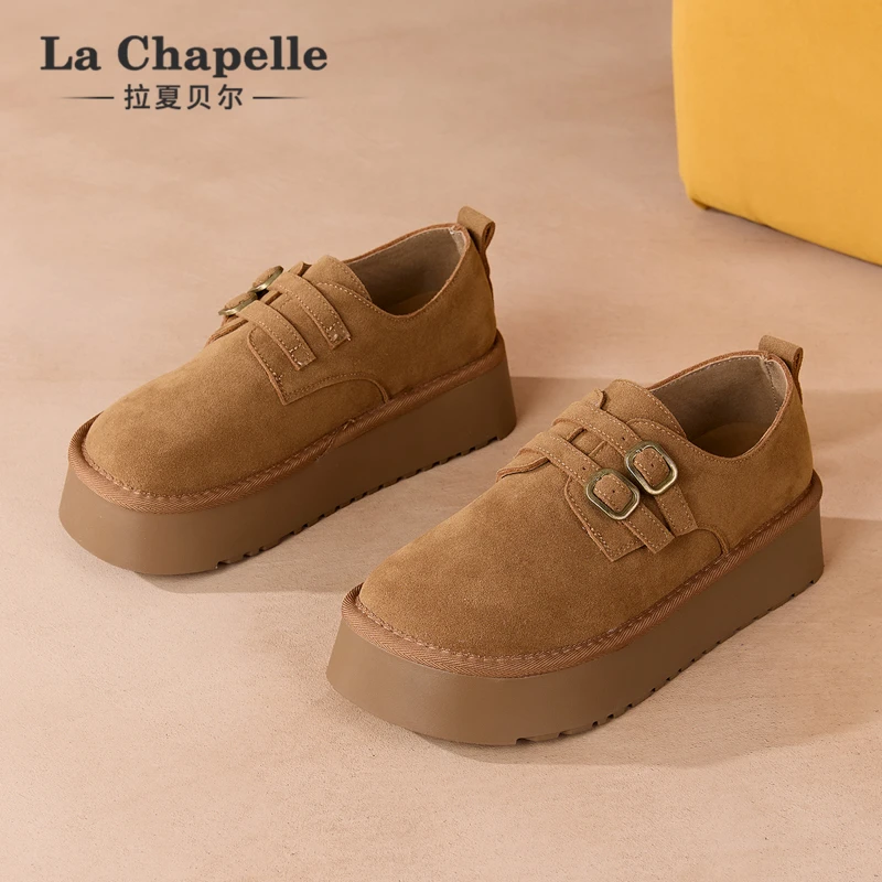 拉夏贝尔勃肯鞋女2025春季新款全包松糕底懒人博肯英伦风乐福鞋子