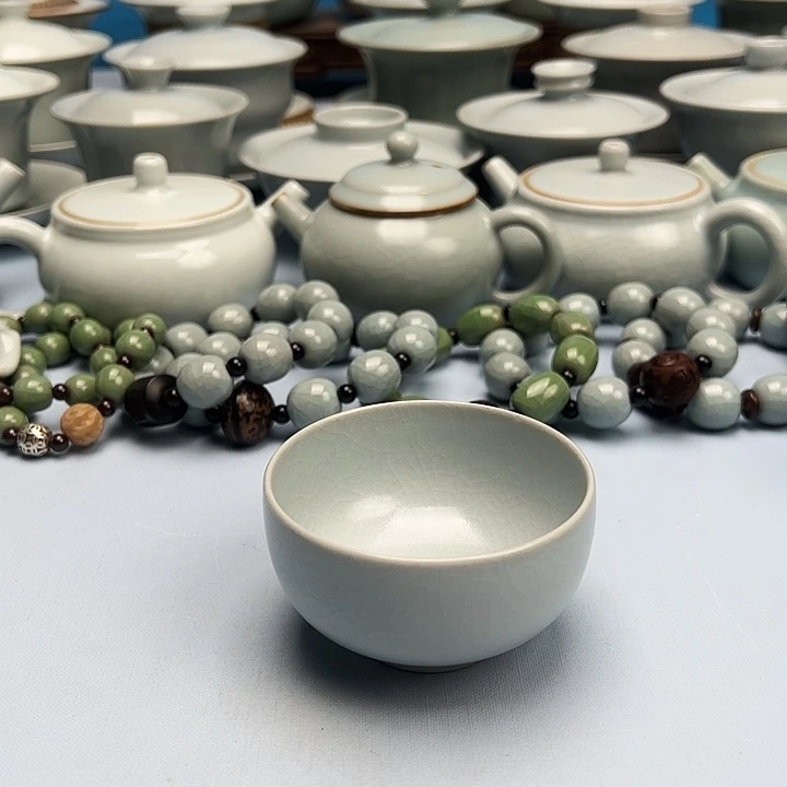 杯仿古月白釉罗汗杯原矿原釉原产地