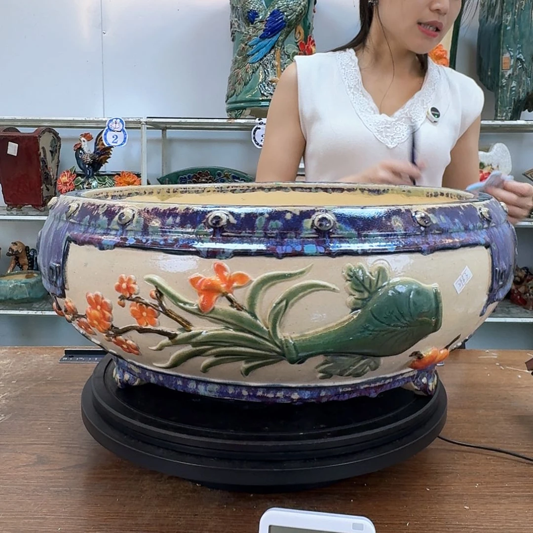 夜***黑完全开放石湾盆400花盆