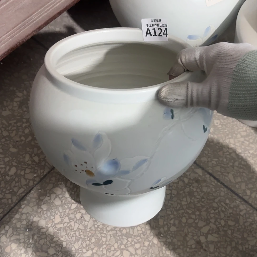 瓷片景德镇手工花盆