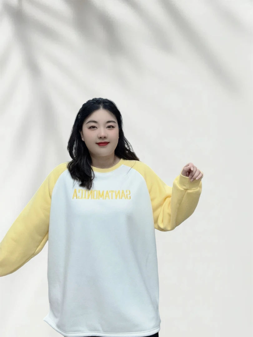 [处理]/冬季加绒加厚大码休闲时尚宽松圆领保暖卫衣女（1628）