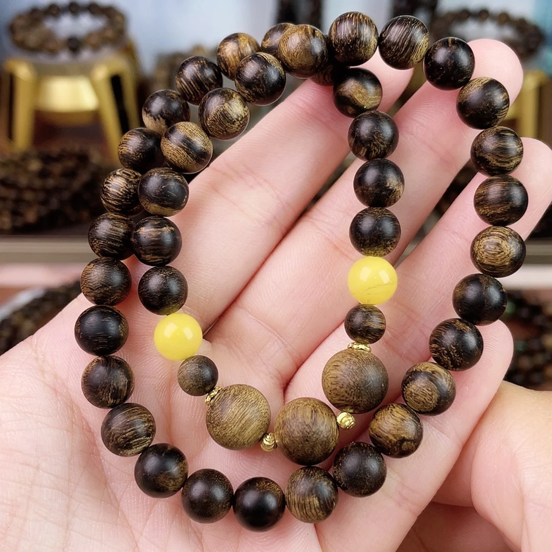 沉香手串越南芽庄白奇楠沉香瘤疤虎斑纹