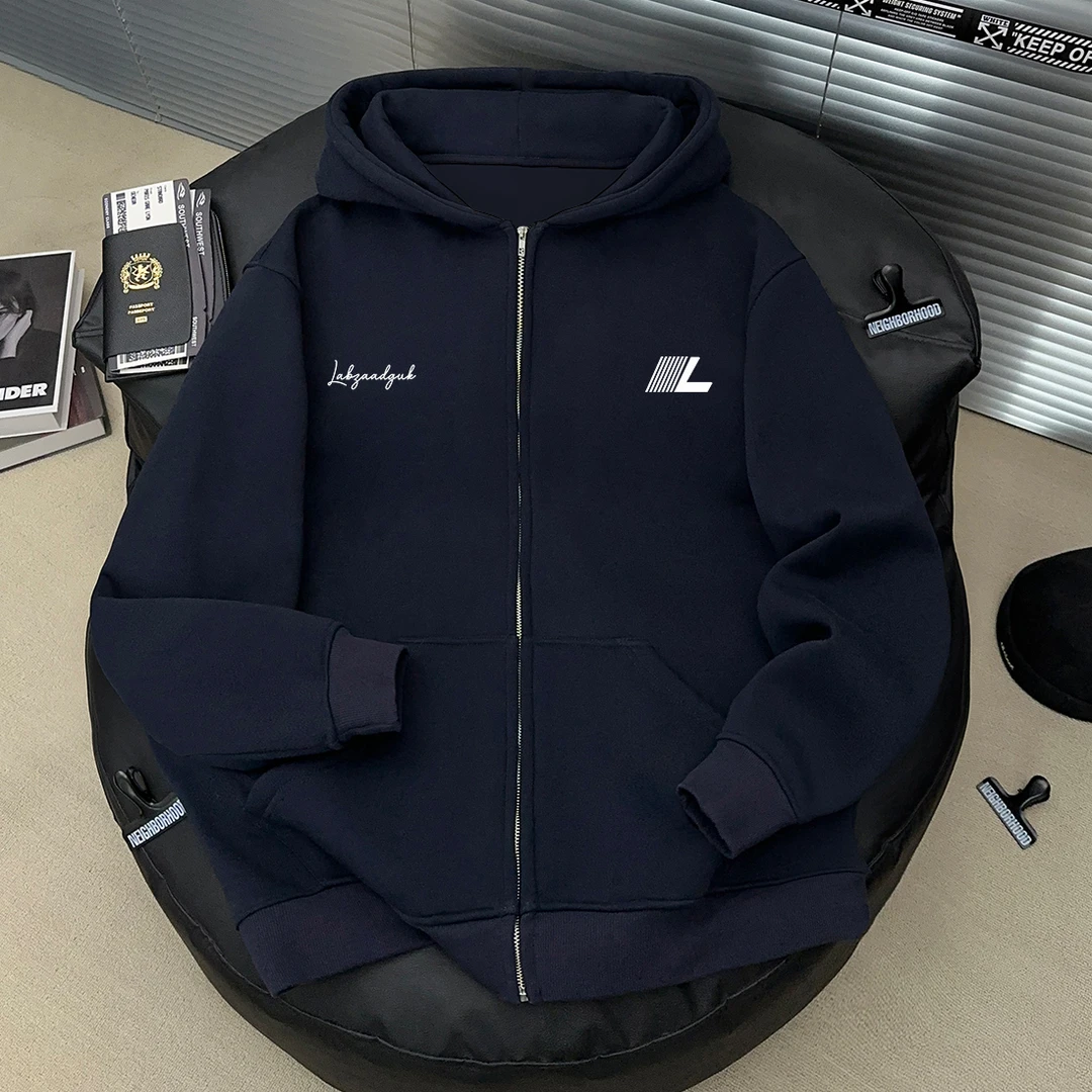 美式潮流个性字母印花外套秋冬季男女开衫连帽拉链休闲情侣款卫衣