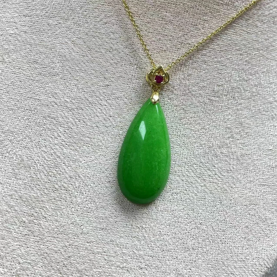 【大芃珠宝】翡翠14k水滴吊坠LY411