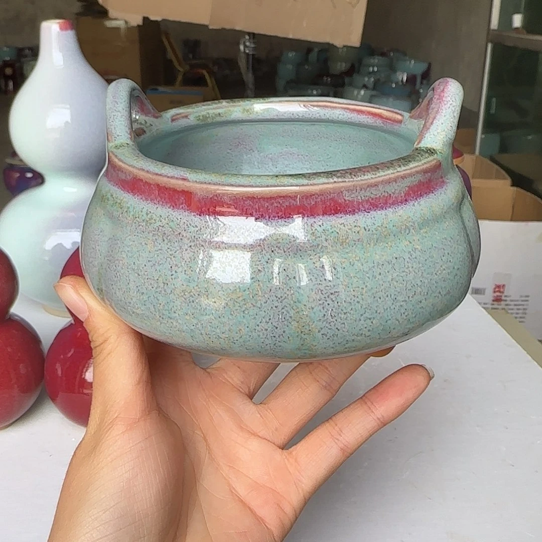 摆件陶郑家钧窑微瑕