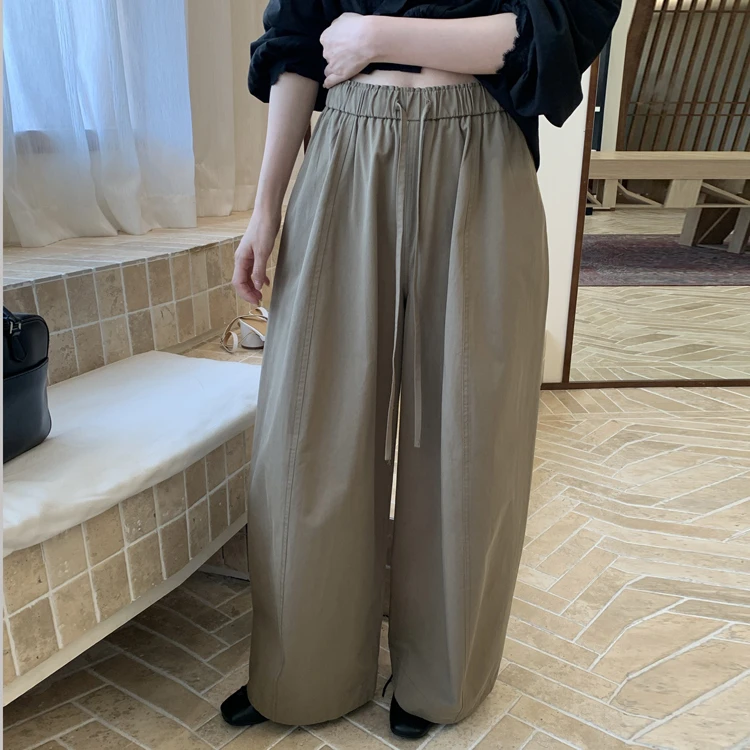 miluroom米鹿25212休闲裤女2025秋冬全精棉宽送百搭松紧腰阔腿裤