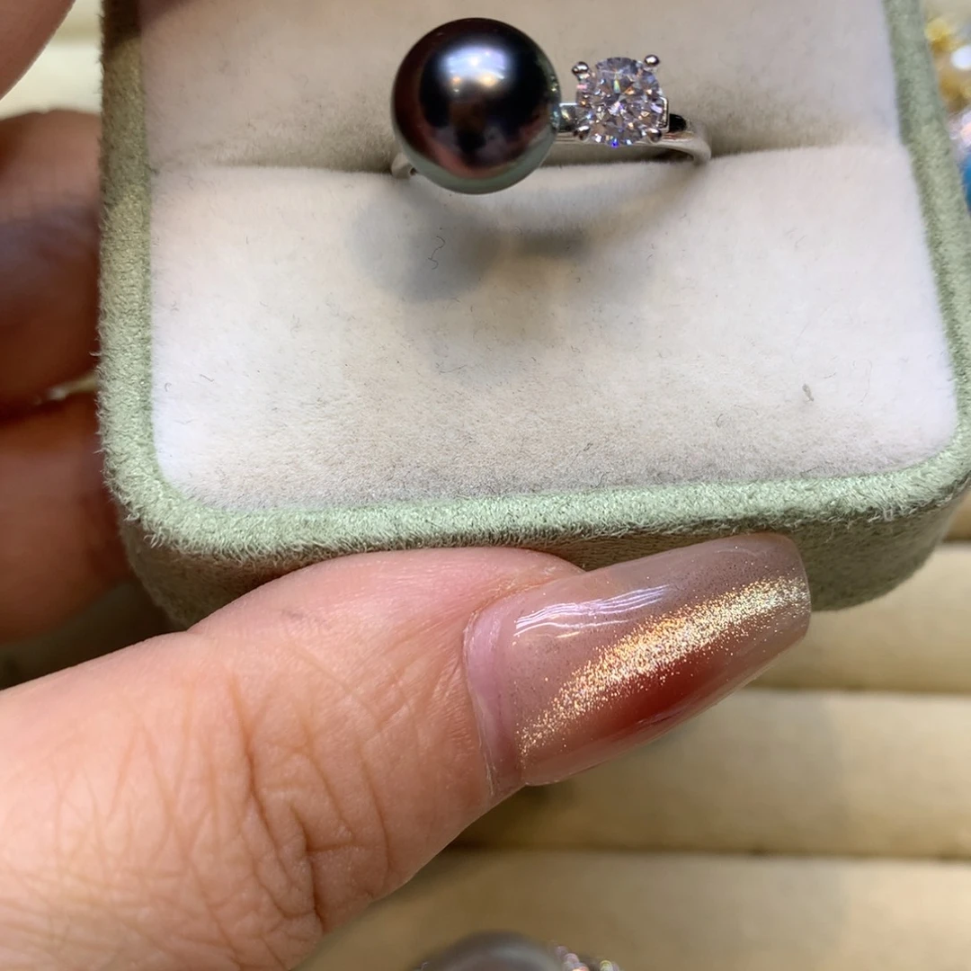 银S925镶嵌戒指海水珍珠