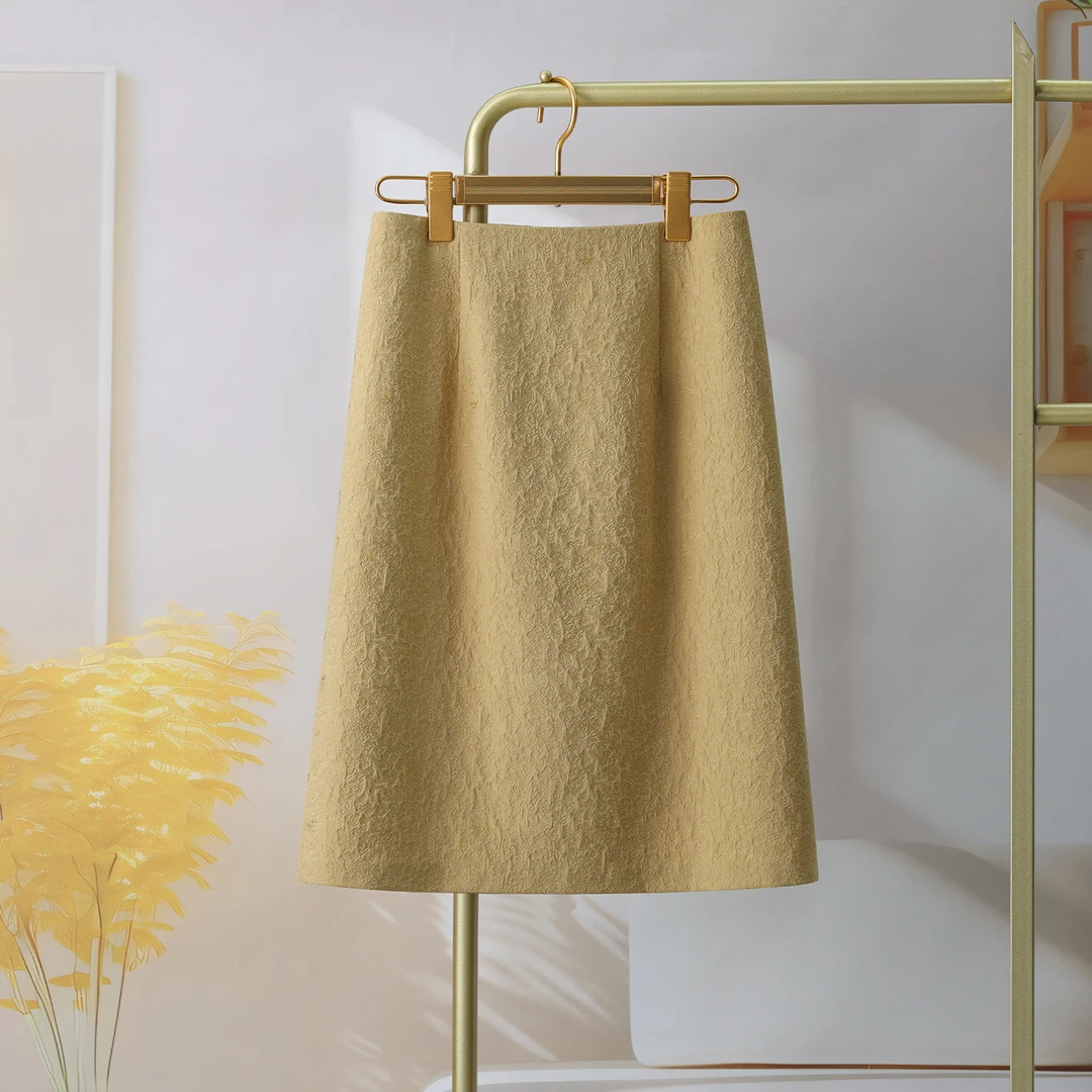 高级感提花半身裙女秋季2025新款高腰小个子a字裙子中长款包臀裙