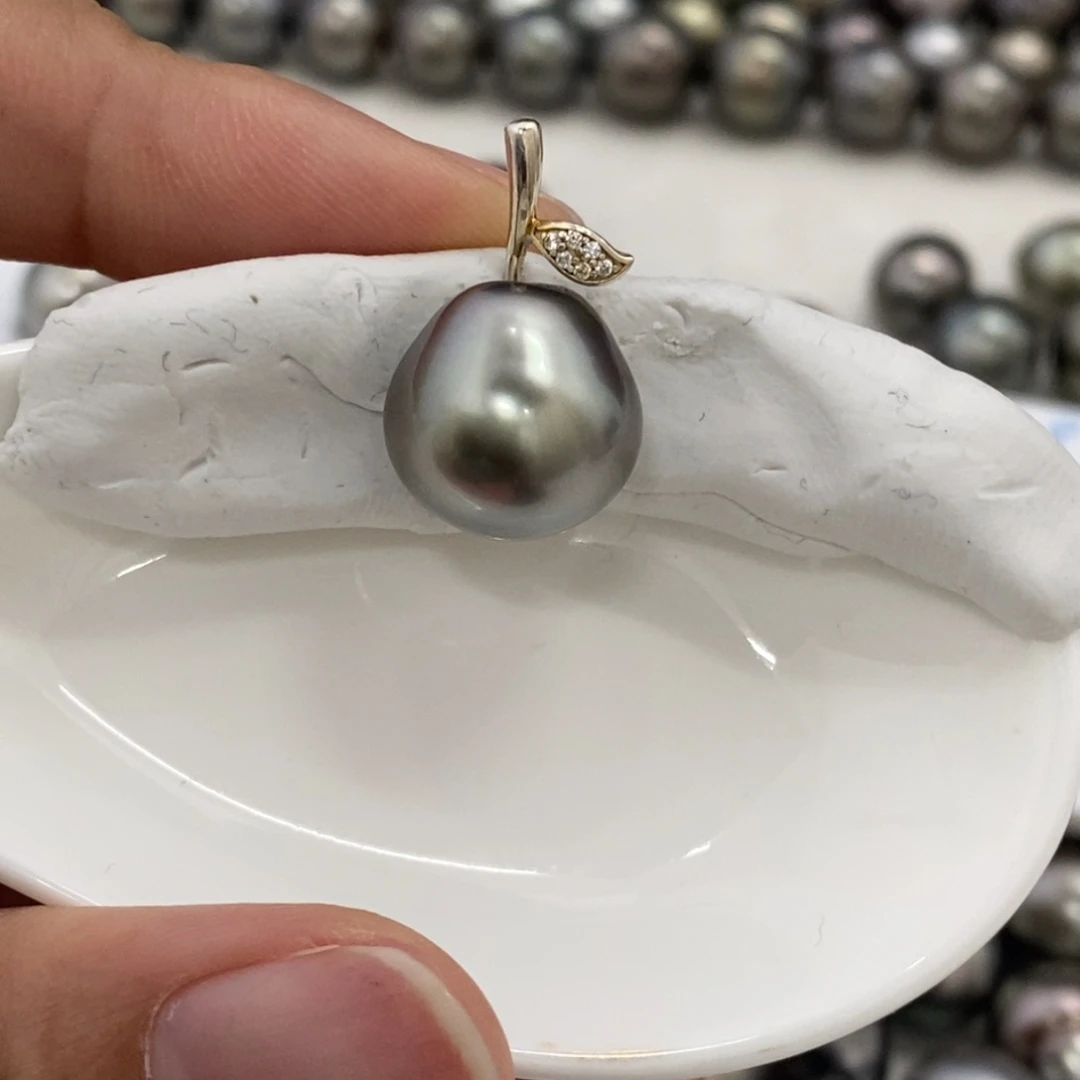 裸珠海水珍珠大溪地铂金灰雪梨款13.4m（不含配件）