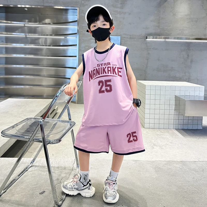 男童夏款球服套装新款背心中大儿童两件套痞帅【QSX】WGF1395