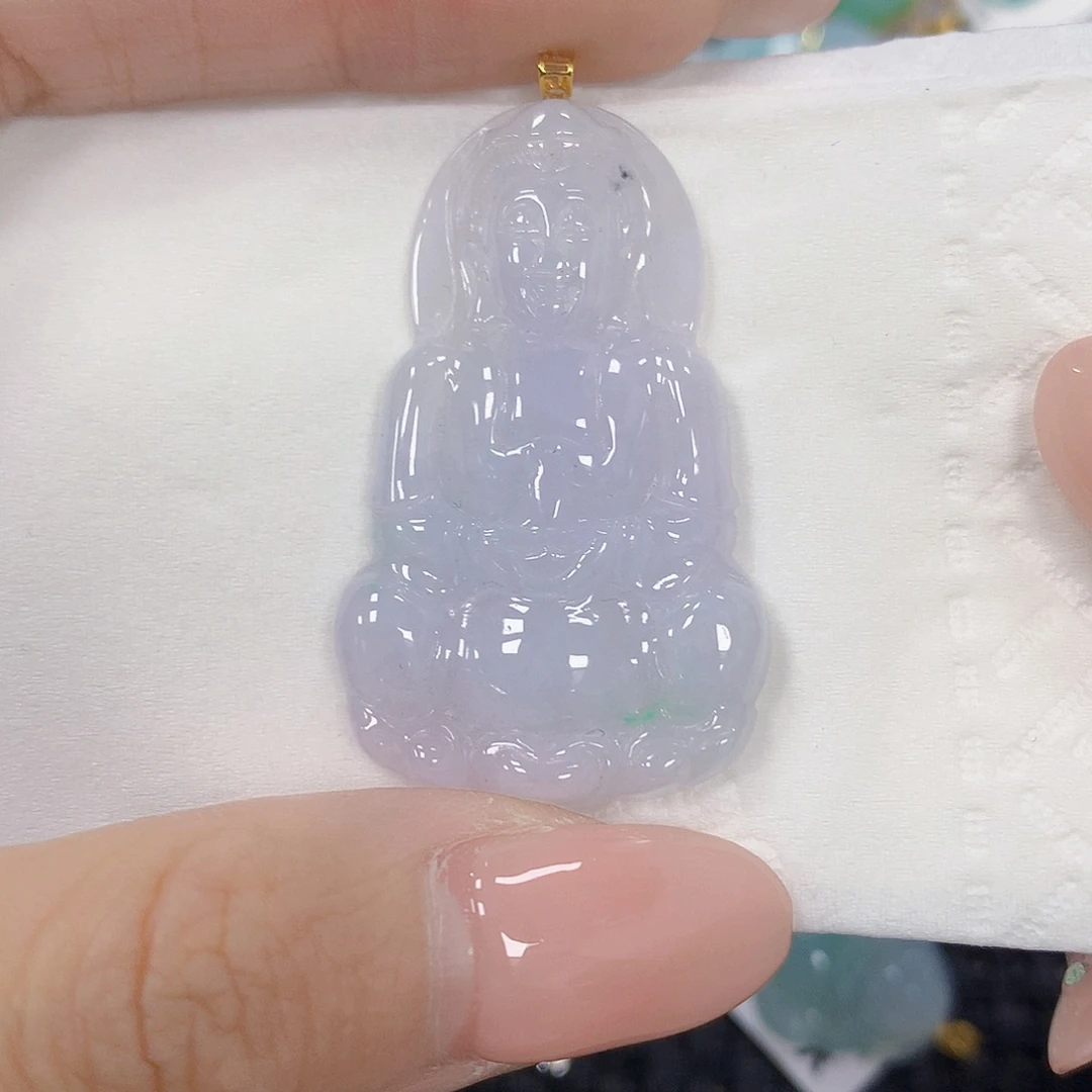 翡翠18K金镶嵌颈饰天然翡翠a货 百元以上9米证书费自理