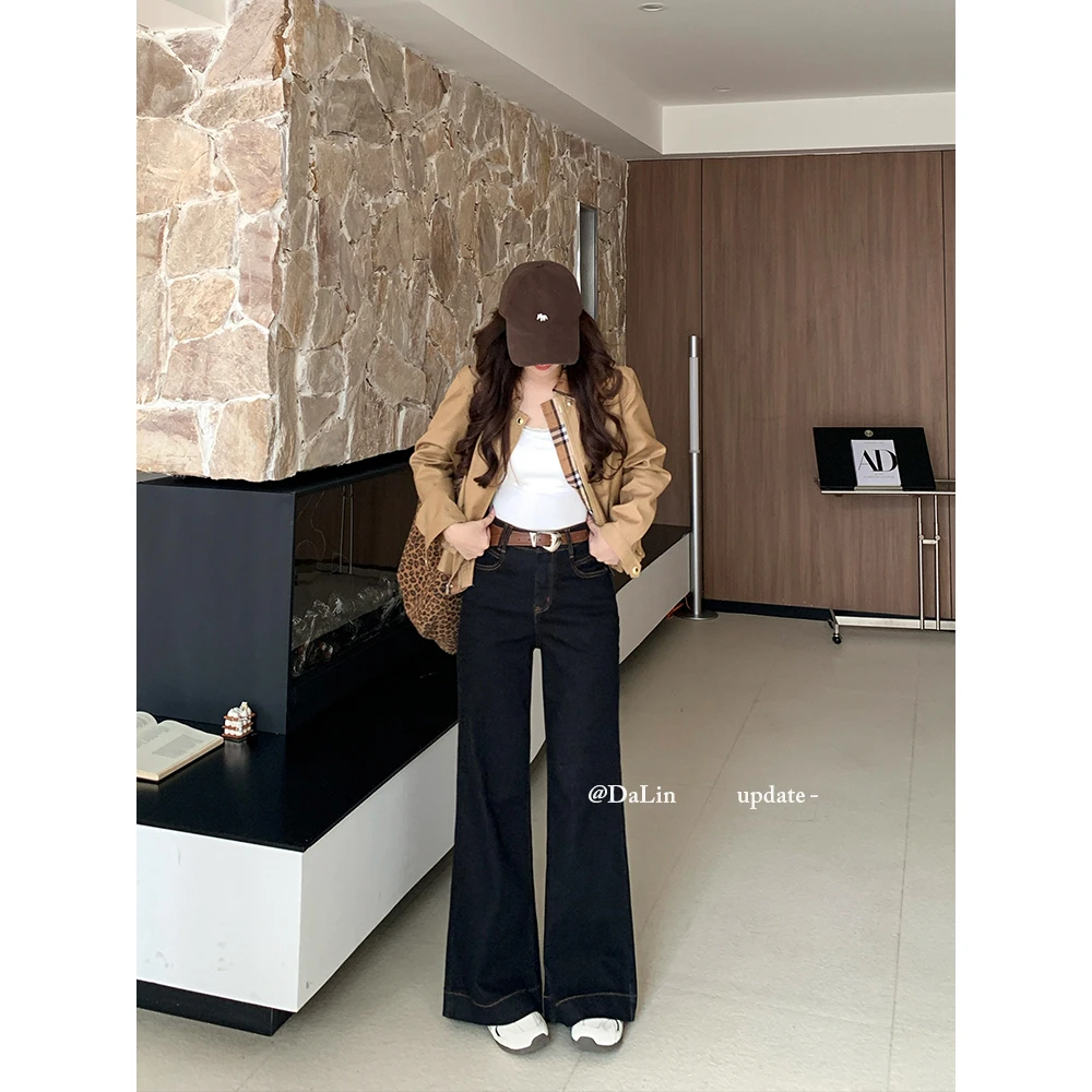 DUOXINIU/多喜牛/DaLin黑金筒喇秋季新款牛仔裤女阔腿裤宽松89303