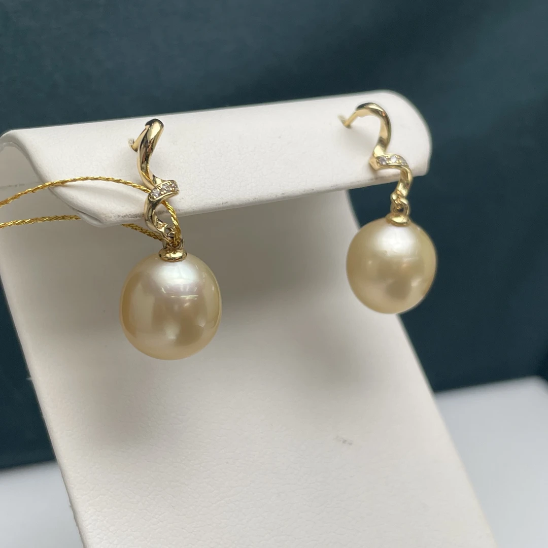 南洋海水金珠银耳坠11-12mm优雅大气