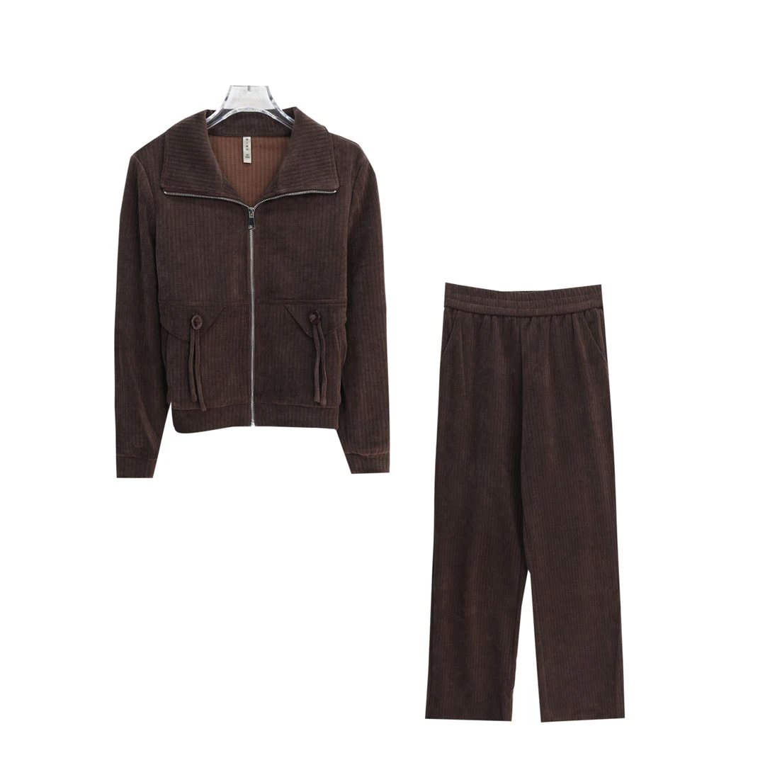 时尚休闲外套基础百搭阔腿裤舒适套装S3036