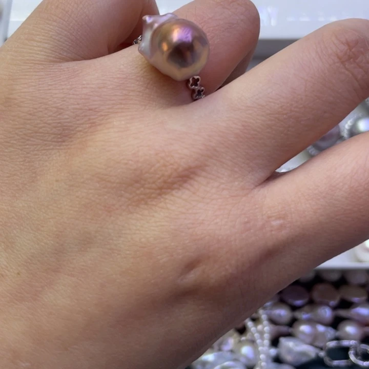 淡水珍珠戒指银S925镶嵌快***?