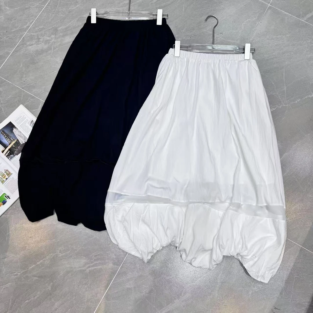 Manmi 欧货松紧腰网纱拼接花苞裙  8035（A3↓）