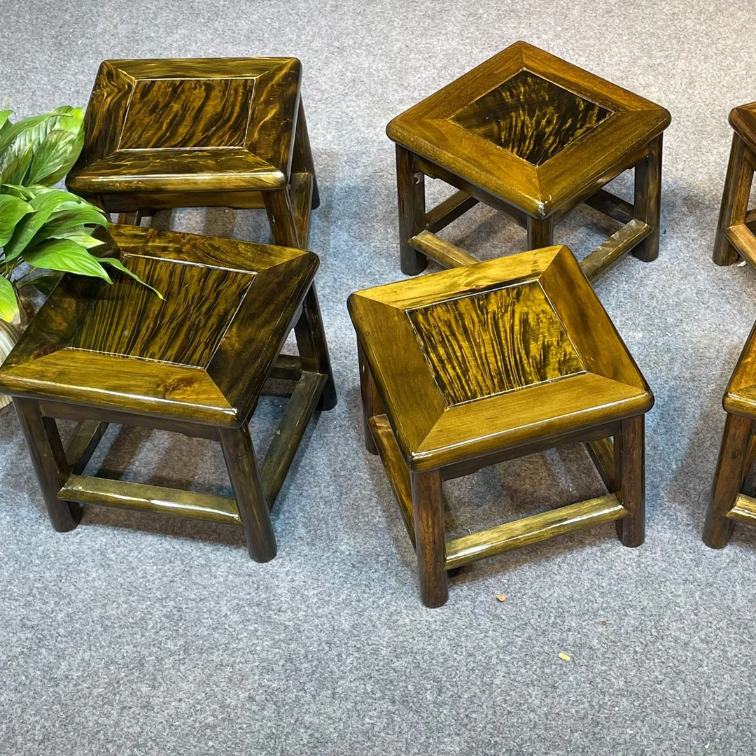 四川金丝楠木大叶楠木满水波纹方几凳子茶几小方凳子矮凳实木坐凳