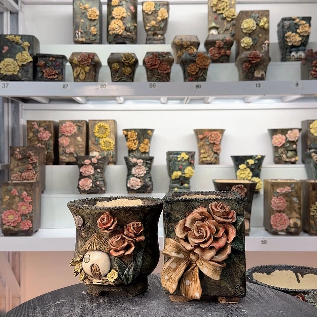 红陶管*己青默花器花盆