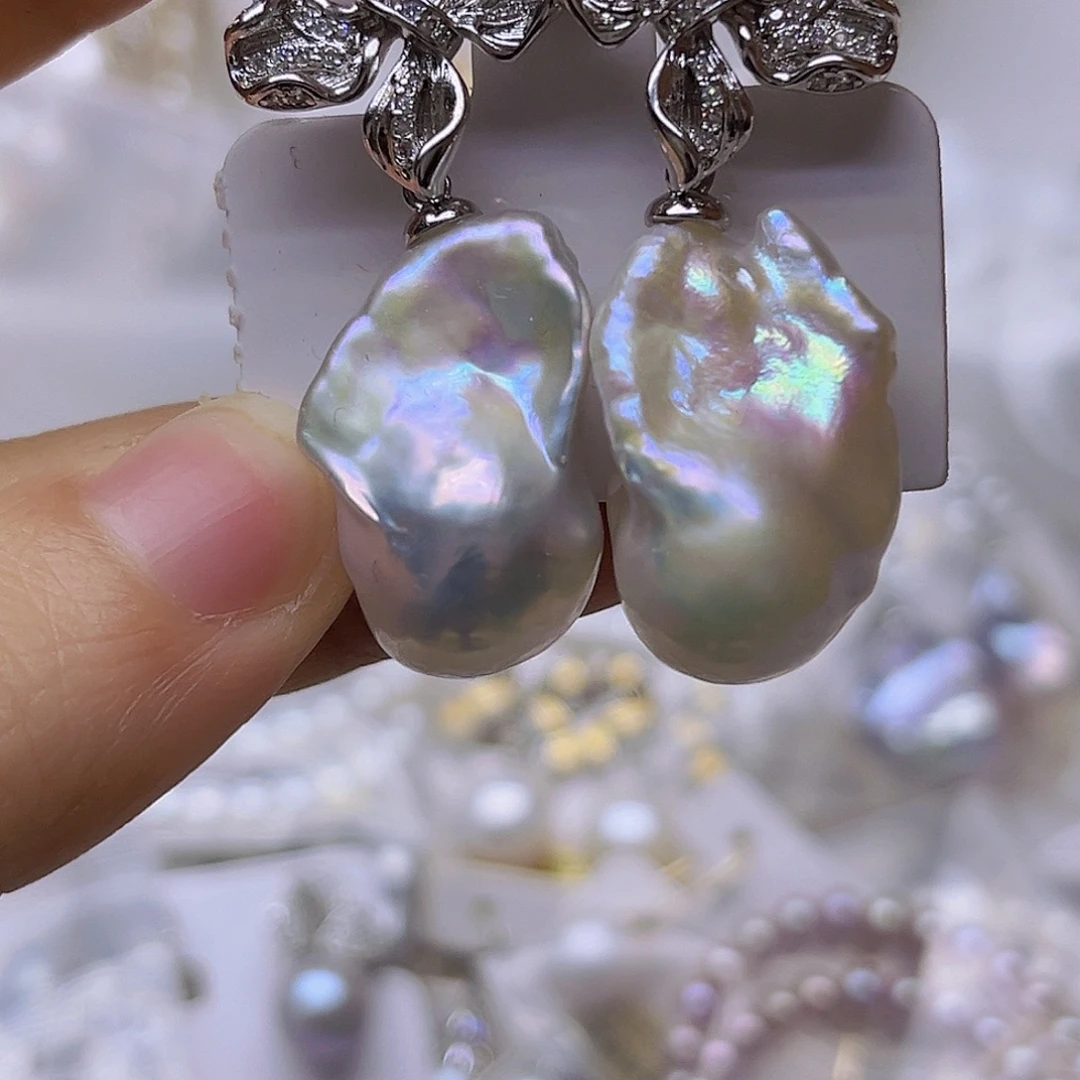 未镶嵌淡水珍珠吊坠耳钉