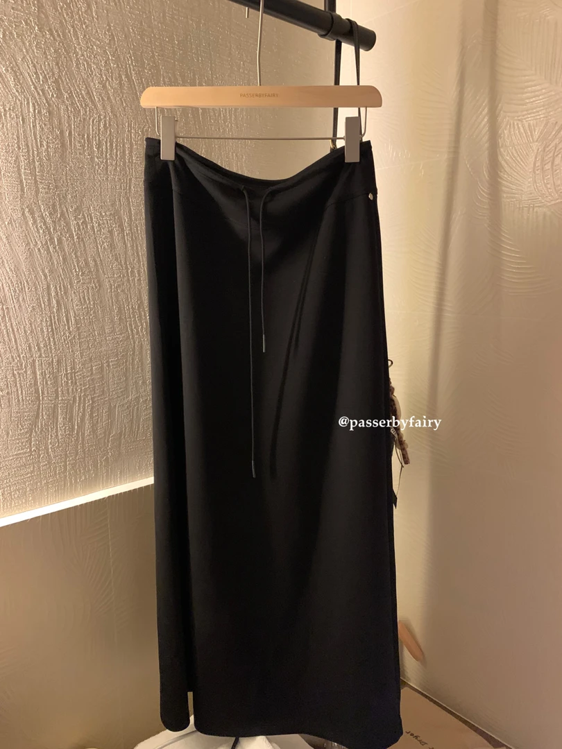 路人仙子自制【简致半裙】抽绳高腰垂感半身裙女装百搭半群JX125