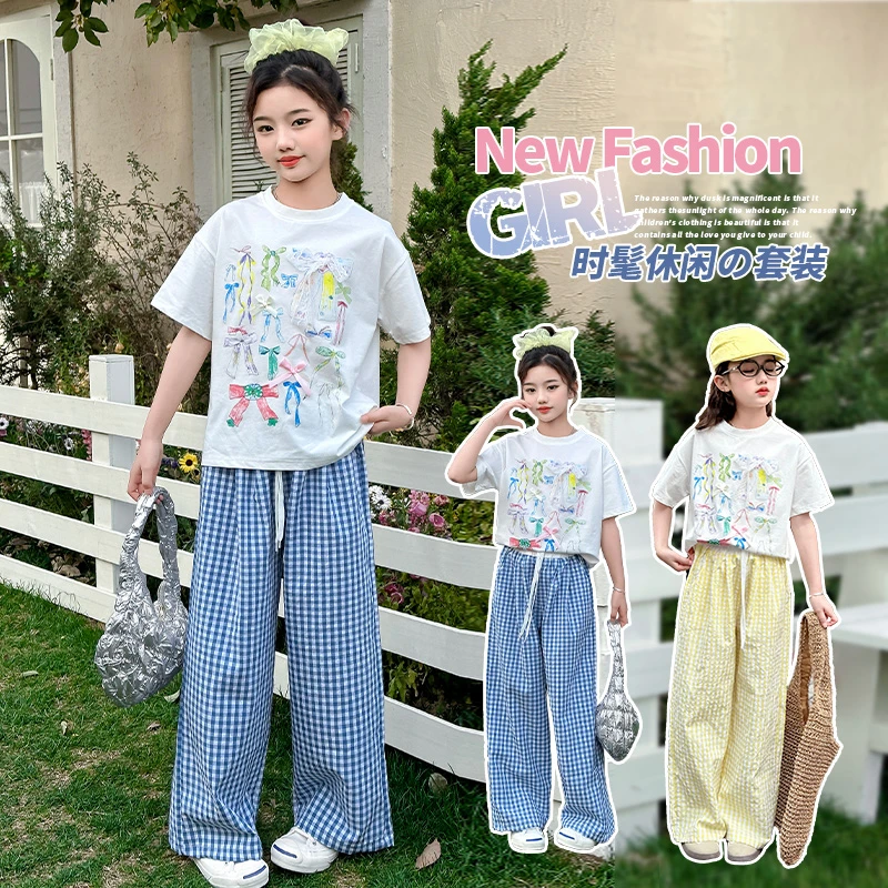 女童夏季短袖套装2025新款儿童潮酷夏装中大童网红洋气休闲两件套