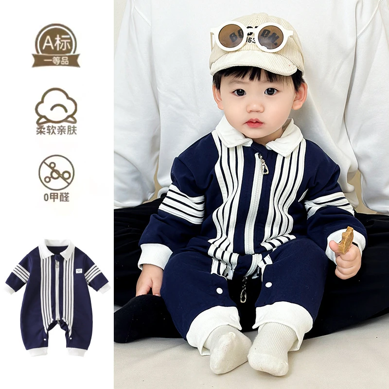 新生儿婴儿衣服春秋新款男宝宝春装连体衣春季哈衣爬服幼儿外出服