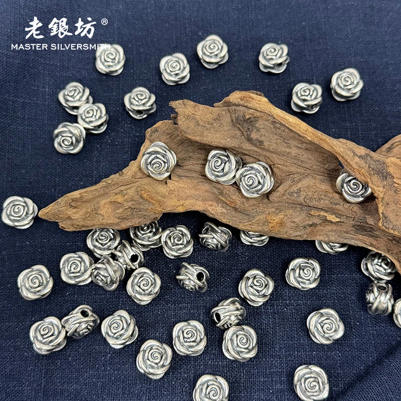 足银银制品 老银坊 足银999 玫瑰路路通 890246