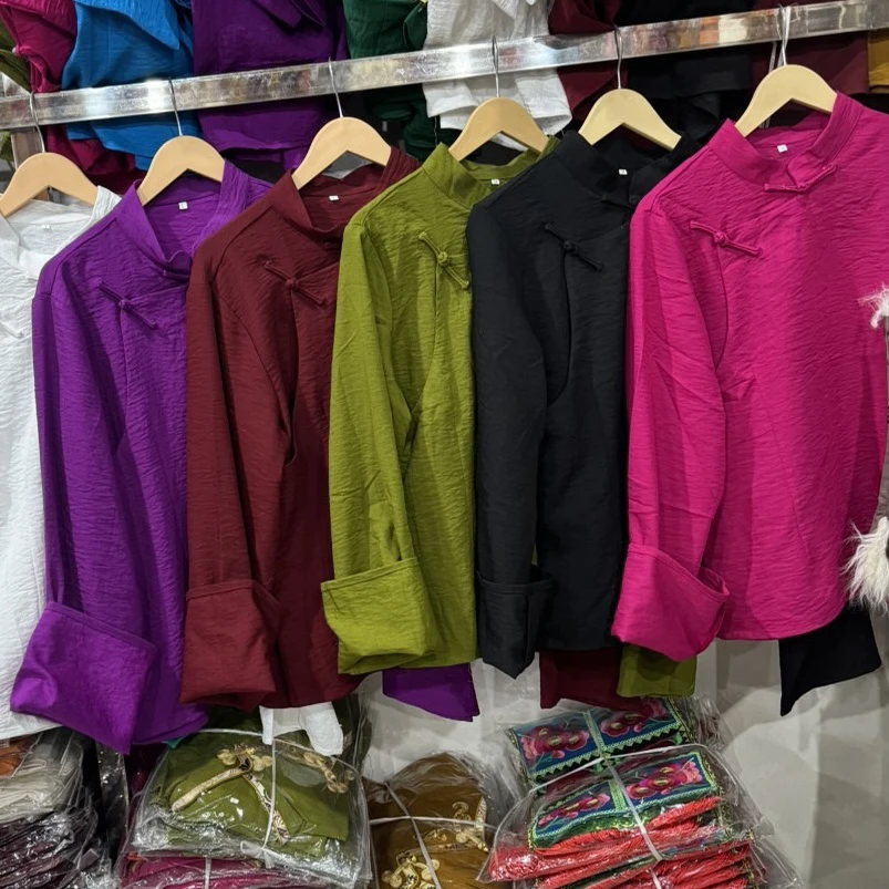 女式新款藏装衬衣简约高档西藏流行旅拍日常锅庄搭配宽松上衣