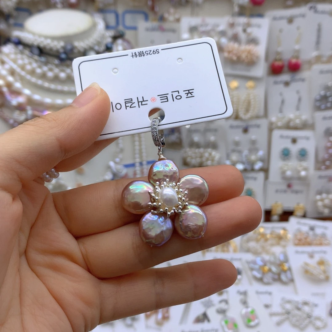 合金淡水珍珠吊坠