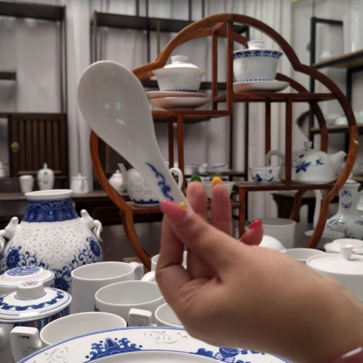 青花瓷青花玲珑小勺十只装