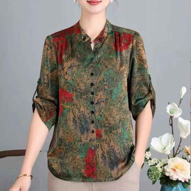 短袖衬衫时尚气质妈妈装T恤薄款妈妈装乡83018短袖