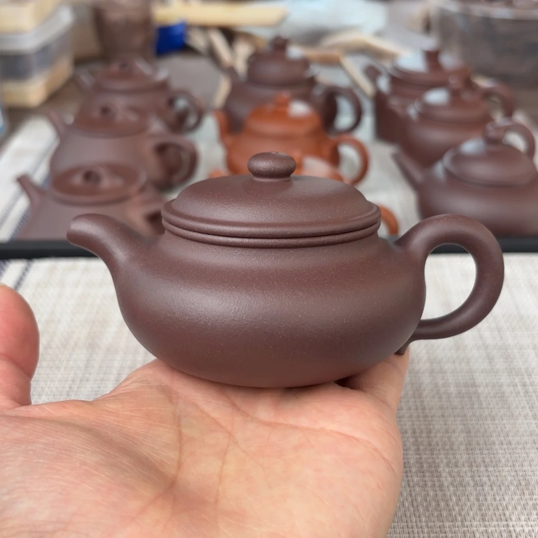 茶壶紫砂半手工老紫泥仿古壶150cc