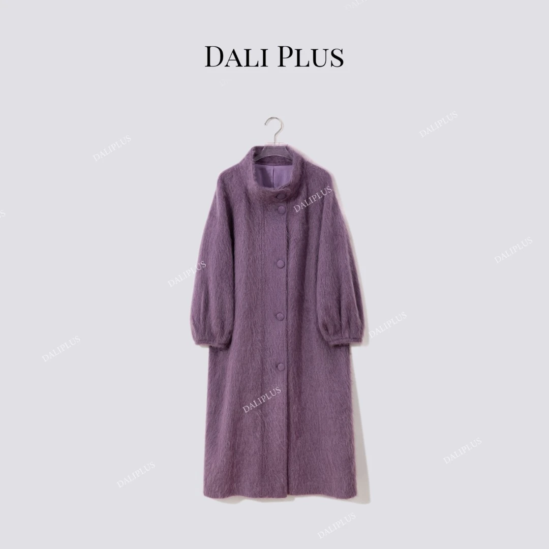 DALI PLUS“山羊绒拉绒+高支澳毛” 立领气质呢大衣-D5MM2781