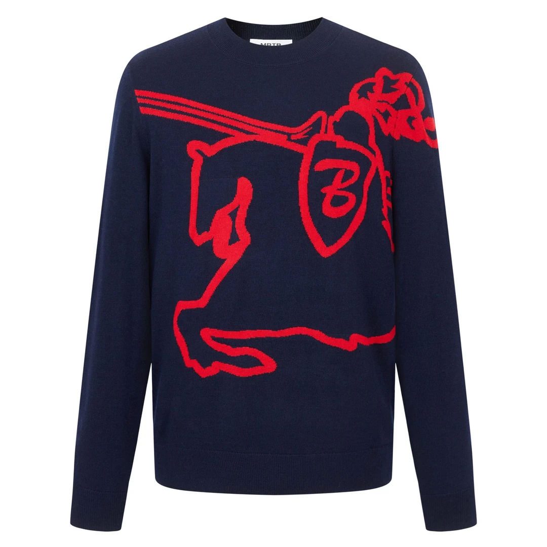 MRTB25秋季新品羊毛针织衫长袖套头衫针织LOGO保暖运动休闲风男