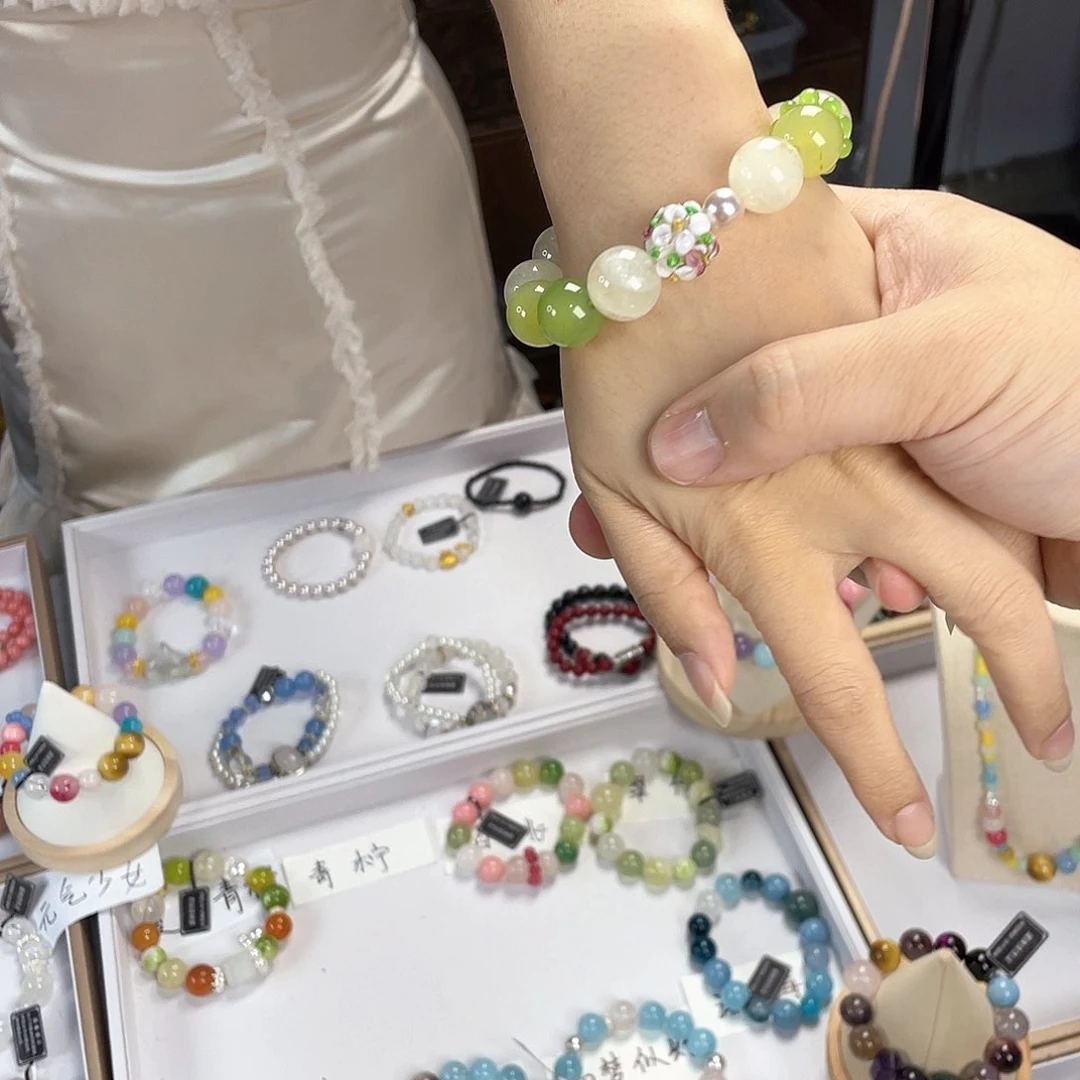 水晶手链银S925镀金镶嵌