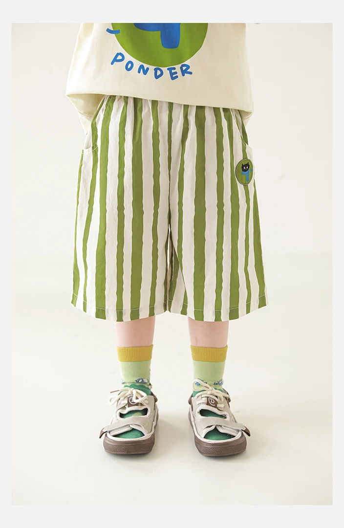 YOEHYAUL/幼悠夏五波上【慵懒盛夏】原创卡通印水洗棉清凉短裤N6382