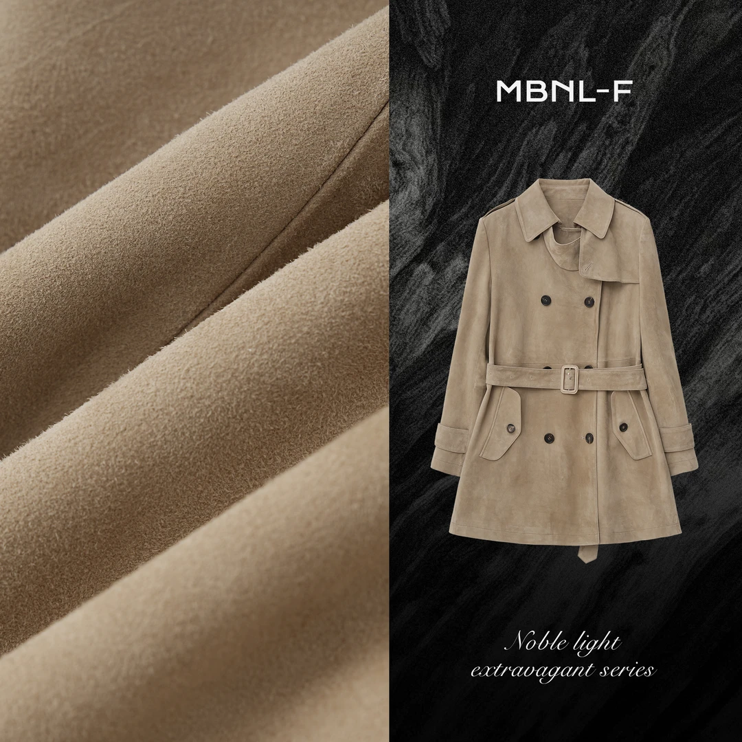 MBNL-F "角扣皮风衣" 进口超细绒面绵羊皮风衣 秦磊XM-XPY6211