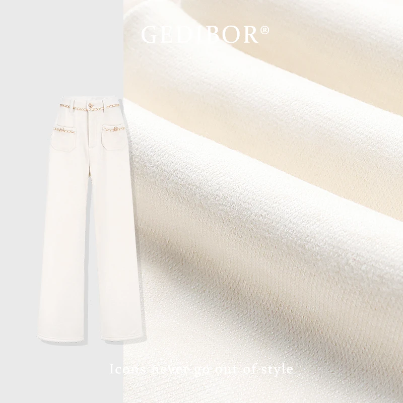 反季清仓！【GEDIBOR】“链条糯米裤”链条加绒宽松微喇长裤