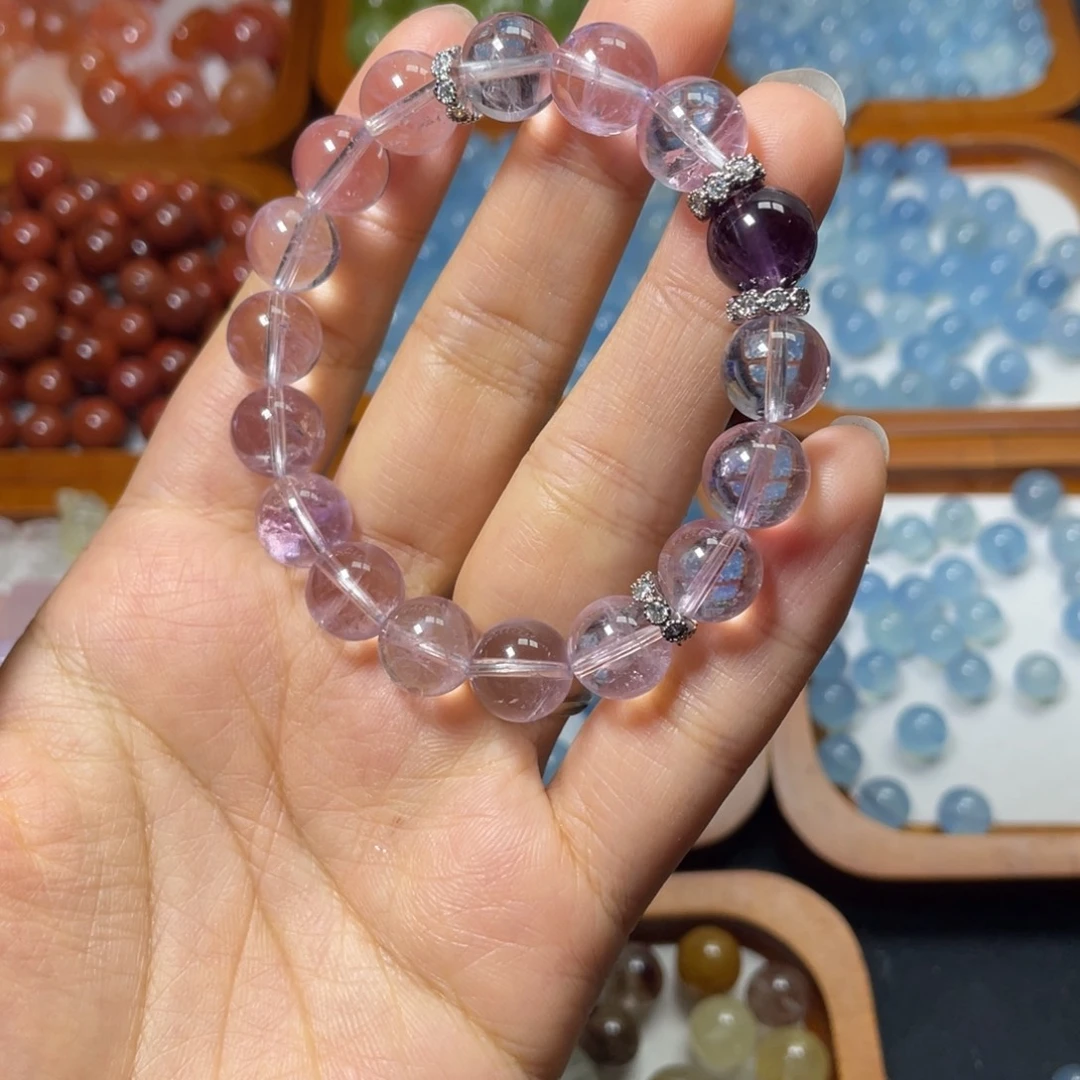 未镶嵌水晶手链紫水10mm