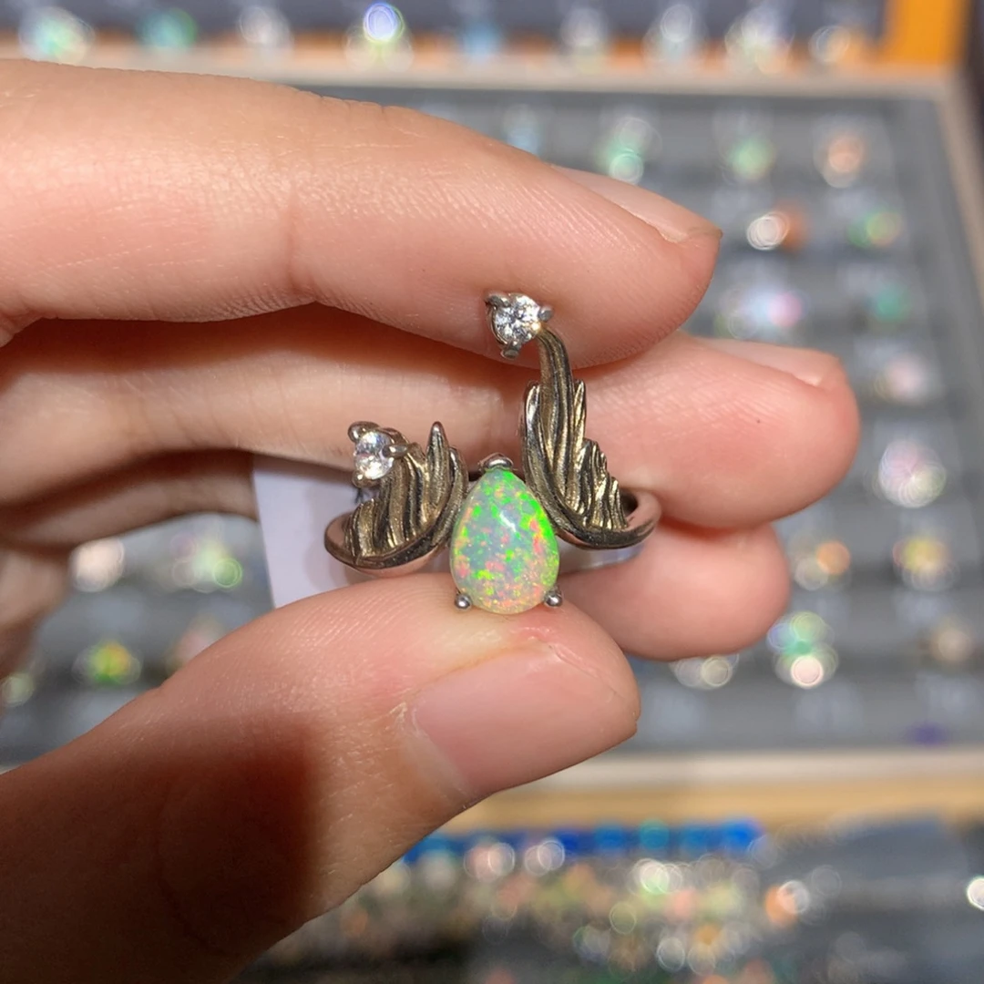 银S925镶嵌欧泊欧泊戒指y