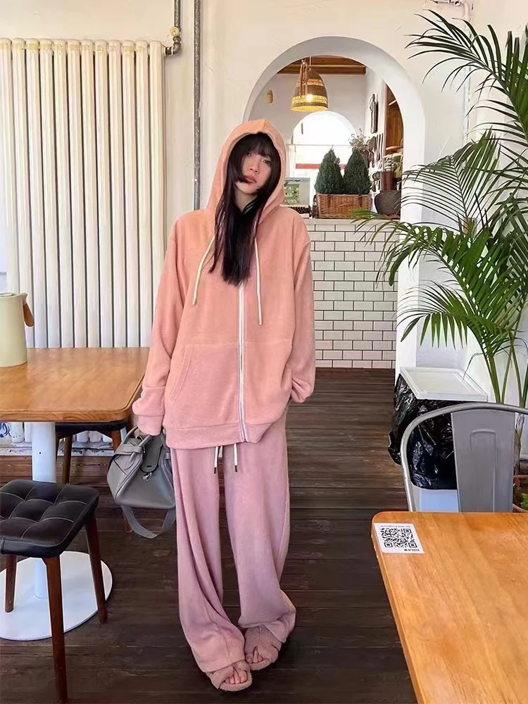 2025开春穿搭运动套装女减龄小个子宽松卫衣拉链外套阔腿裤子