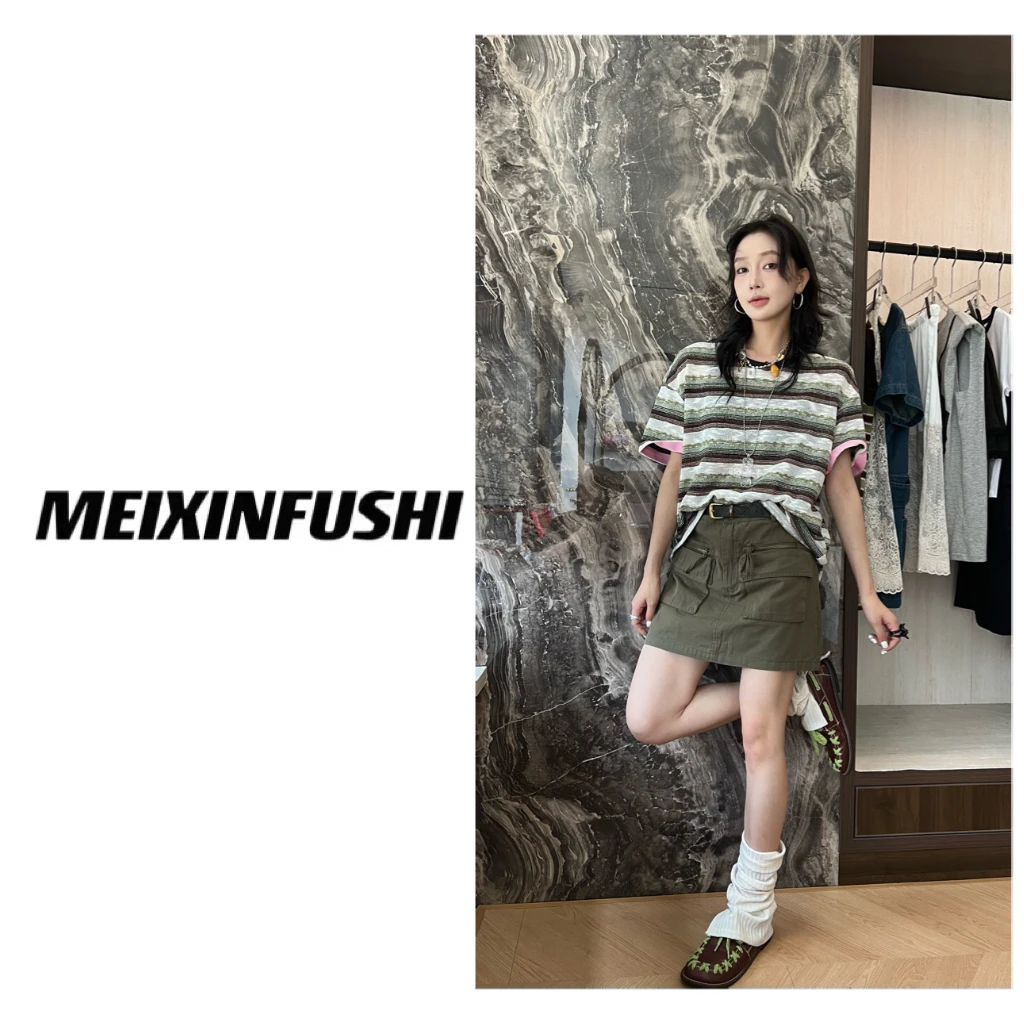 【Mei Xin】拼色条纹设计短袖/2565/D