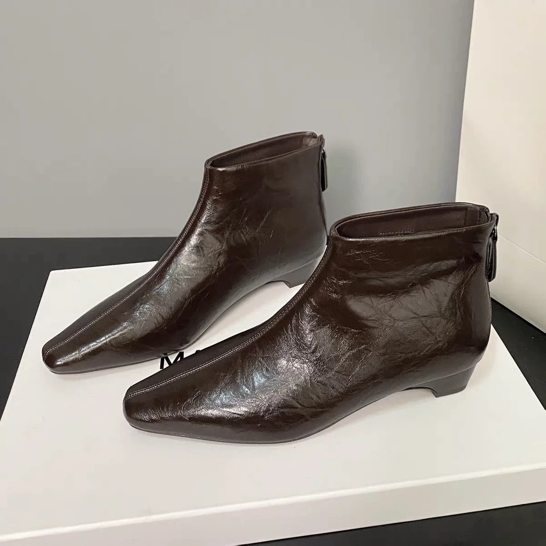 娜娜家008-109新款法式粗跟复古英伦风显瘦短靴