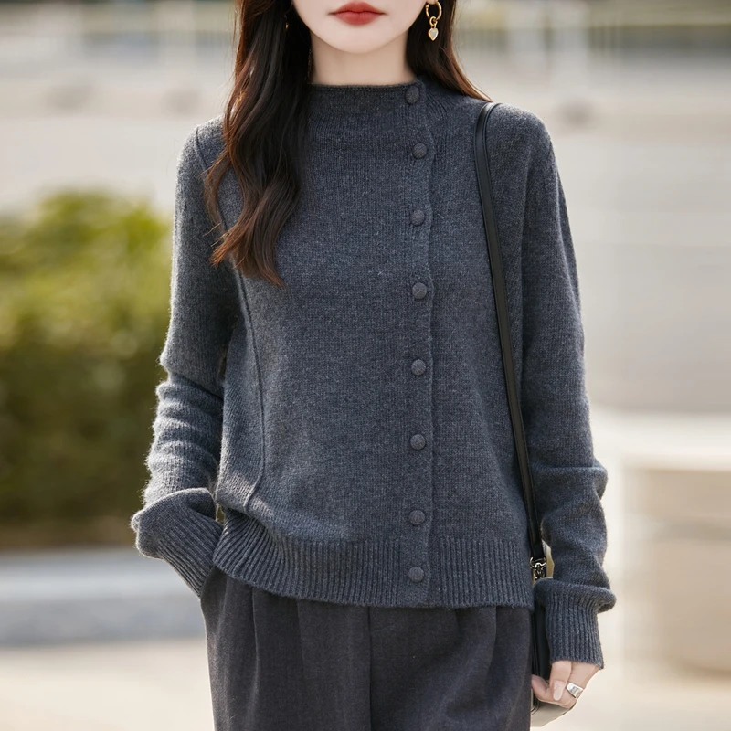 品牌秋冬新款长袖时尚洋气宽松毛针织开衫女内搭打底衫设计感上衣