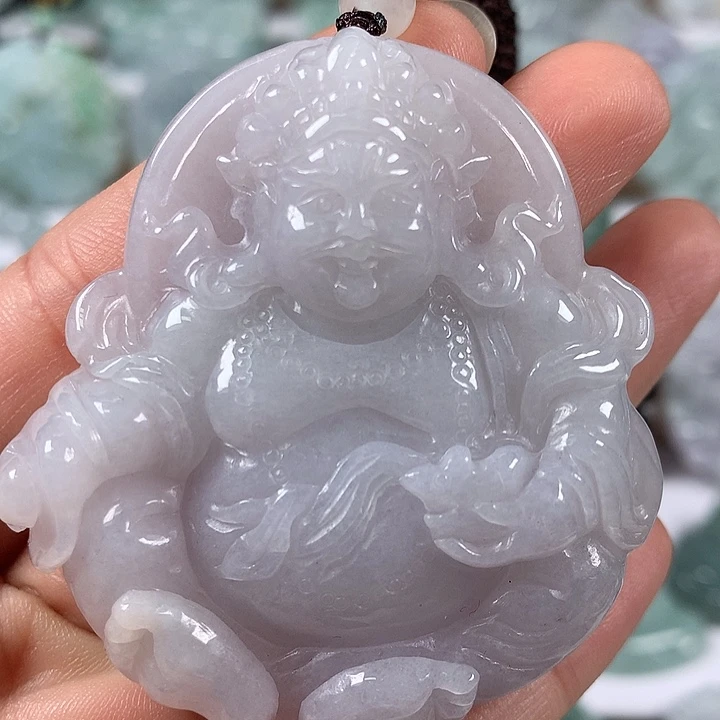 颈饰未镶嵌翡翠立体黄财神爷两面工艺福利