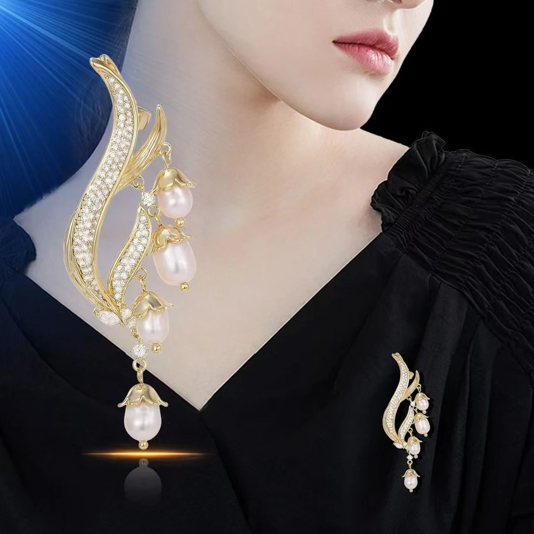 铜合金锆石胸针 金蓝铃花胸针时尚民族风自然设计师法式铃兰高-26