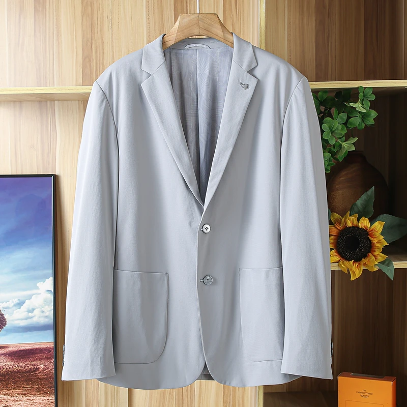 防晒凉感撤柜男装灰色休闲西男款夏季薄款透气时尚百搭单西外套